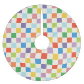 Kleurrijk en helder schaakbordpatroon kerstboom rok (Voorkant)