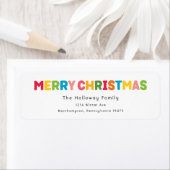 Kleurrijk en helder Vrolijk Kerstmis Retouradres Etiket (Insitu)