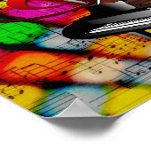 Kleurrijk en Jazzy Treble Clef en Piano Poster (Hoek)