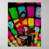 Kleurrijk en Jazzy Treble Clef en Piano Poster (Voorkant)