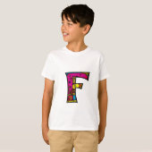 Kleurrijk en leuk Monogram F Tribal en Doodle T-shirt (Voorkant volledig)