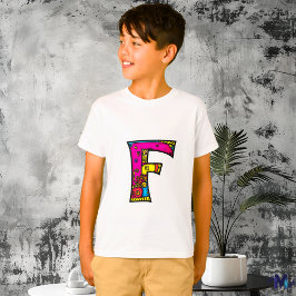 Kleurrijk en leuk Monogram F Tribal en Doodle T-shirt