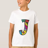 Kleurrijk en leuk Monogram J Tribal en Doodle T-shirt (Voorkant)