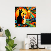 Kleurrijk en leuk, twee katten, poster (Thuiskantoor)