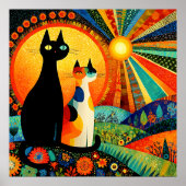Kleurrijk en leuk, twee katten, poster (Voorkant)