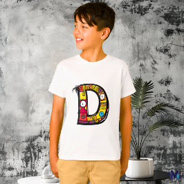 Kleurrijk en Leuke Monogram D Tribal en Doodle Sti T-shirt