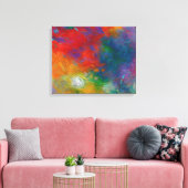 kleurrijk en modern abstract kunstrood en blauw canvas afdruk (Insitu (Woonkamer))