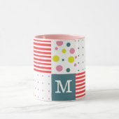 Kleurrijk en monogram l Stippen l Roze l Blauw Mok (Midden)