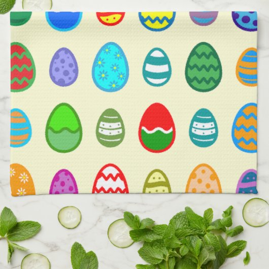 Kleurrijk en mooi paasei patroon theedoek (Gevouwen)