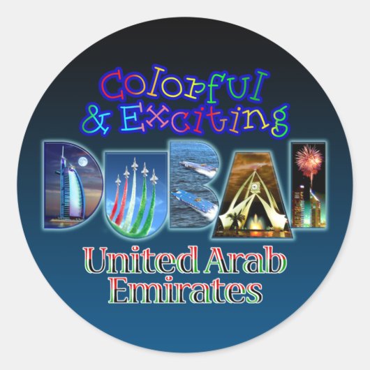 Kleurrijk en opvallend Dubai Ronde Sticker (Voorkant)