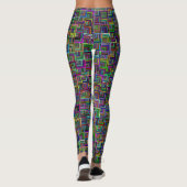 Kleurrijk en Psychedelic Squares op Black Leggings (Achterkant)