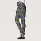 Kleurrijk en Psychedelic Squares op Black Leggings (Links)