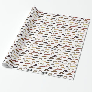 Kleurrijk en trendy gevarieerd snorrenpatroon cadeaupapier
