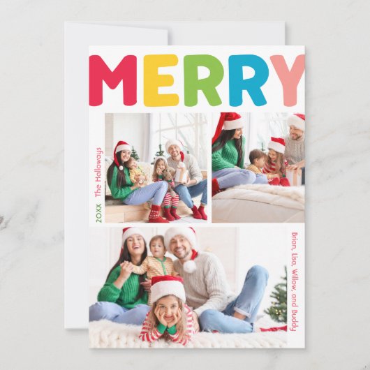 Kleurrijk en Vrolijk Jaar In Review Verticaal 3 Fo Feestdagenkaart (Voorkant)