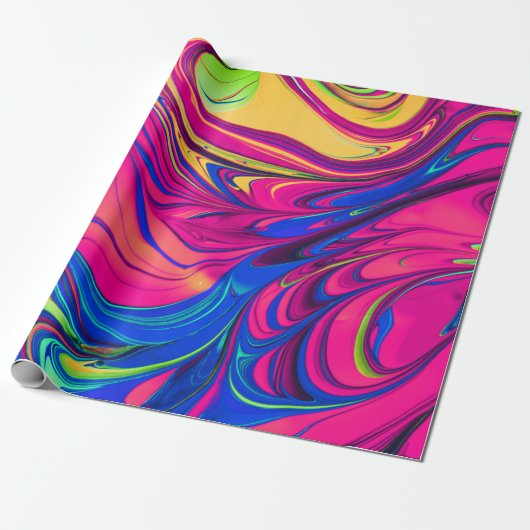Kleurrijk esthetisch patroon cadeaupapier (Uitgerold)