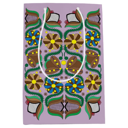 Kleurrijk Ests traditioneel bloempatroon Medium Cadeauzakje (Voorkant)