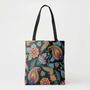 Kleurrijk Etnisch Bloemen Paisley Patroon Tote Bag