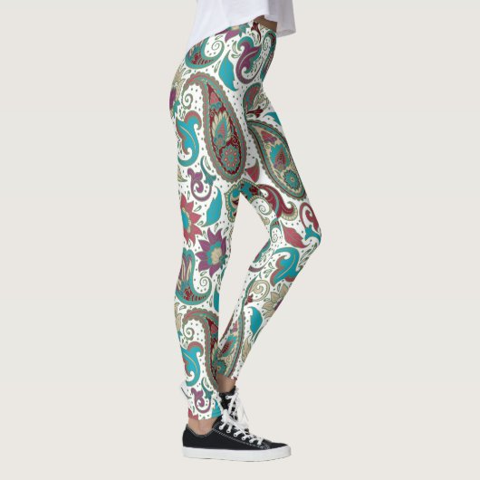Kleurrijk etnisch motief paisleypatroon leggings (Rechts)