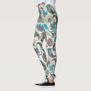 Kleurrijk etnisch motief paisleypatroon leggings