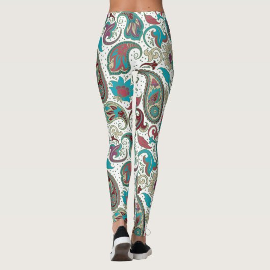 Kleurrijk etnisch motief paisleypatroon leggings (Achterkant)