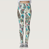 Kleurrijk etnisch motief paisleypatroon leggings (Voorkant)