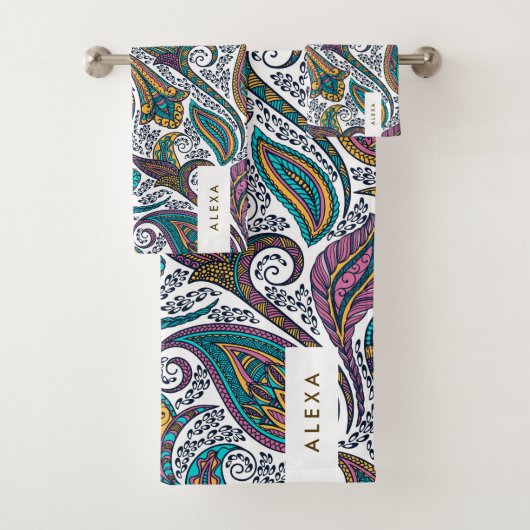 Kleurrijk etnisch paisleypatroon bad handdoek (Insitu)