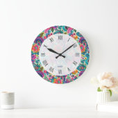 Kleurrijk etnisch paisleypatroon grote klok (Huis)