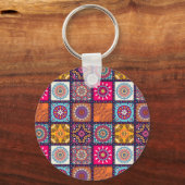 Kleurrijk etnisch patroon van de Marokkaanse manda Sleutelhanger (Voorkant)