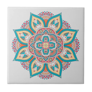 Kleurrijk etnisch patroon van de Marokkaanse manda Tegeltje