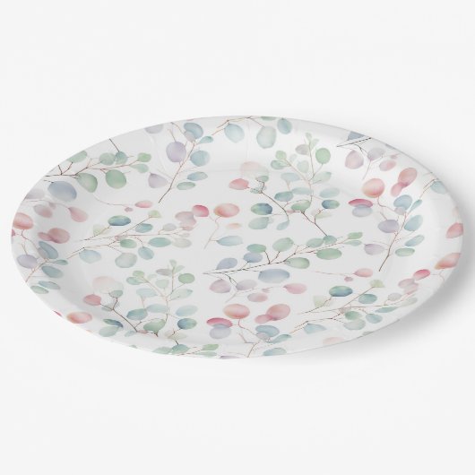 Kleurrijk Eucalyptusblad Papieren Bordje (Gekanteld)