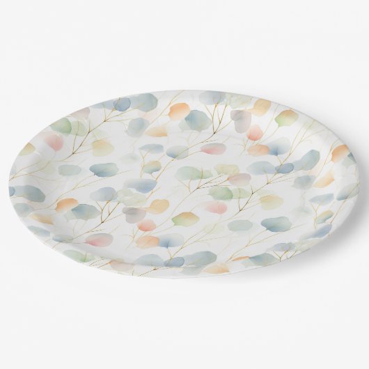 Kleurrijk Eucalyptusblad Papieren Bordje (Gekanteld)