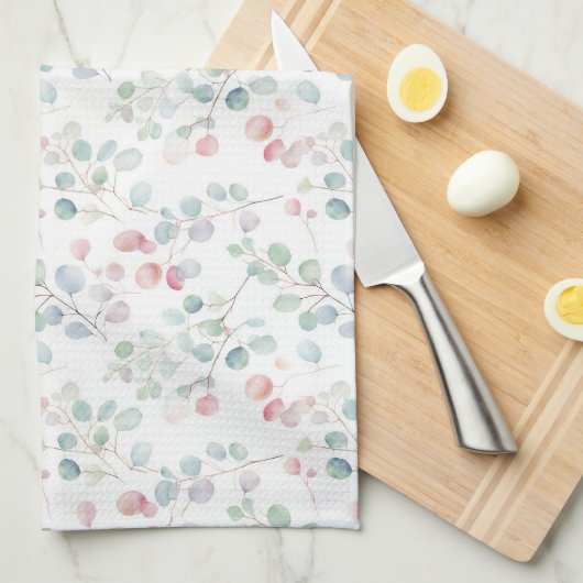 Kleurrijk Eucalyptusblad Theedoek (Quarter Fold)