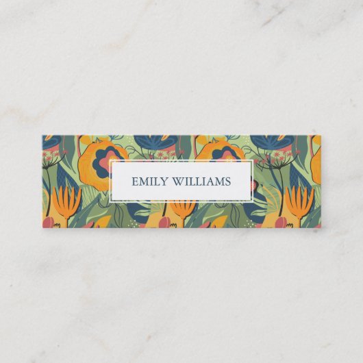 Kleurrijk exotisch abstract bloemenpatroon mini visitekaartje (Voorkant)