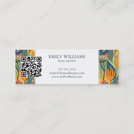 Kleurrijk exotisch abstract bloemenpatroon mini visitekaartje (Achterkant)