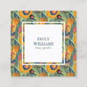 Kleurrijk exotisch abstract bloemenpatroon vierkante visitekaartje (Voorkant)