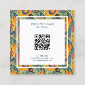 Kleurrijk exotisch abstract bloemenpatroon vierkante visitekaartje (Achterkant)