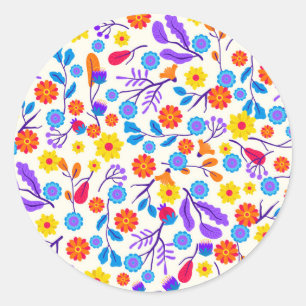 Kleurrijk Exotisch Bloemmotief-23146 Ronde Sticker