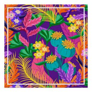 Kleurrijk Exotisch Bloemmotief-23148 Perfect Poster
