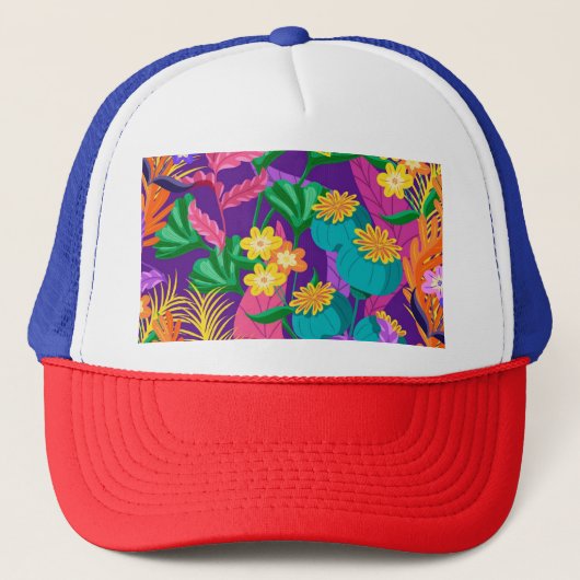 Kleurrijk Exotisch Bloemmotief-23148 Trucker Pet (Voorkant)