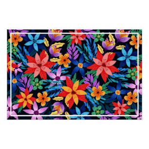 Kleurrijk Exotisch Bloemmotief-68578 Perfect Poster