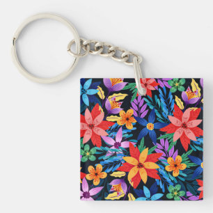 Kleurrijk Exotisch Bloemmotief-68578 Sleutelhanger
