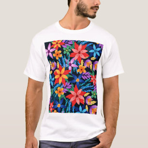 Kleurrijk Exotisch Bloemmotief-68578 T-shirt