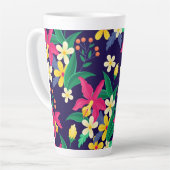 Kleurrijk Exotisch Bloempatroon-23021 Latte Mok (Linkerhoek)