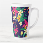 Kleurrijk Exotisch Bloempatroon-23021 Latte Mok (Rechts)