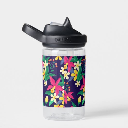 Kleurrijk Exotisch Bloempatroon-23021 Waterfles (Rechts)