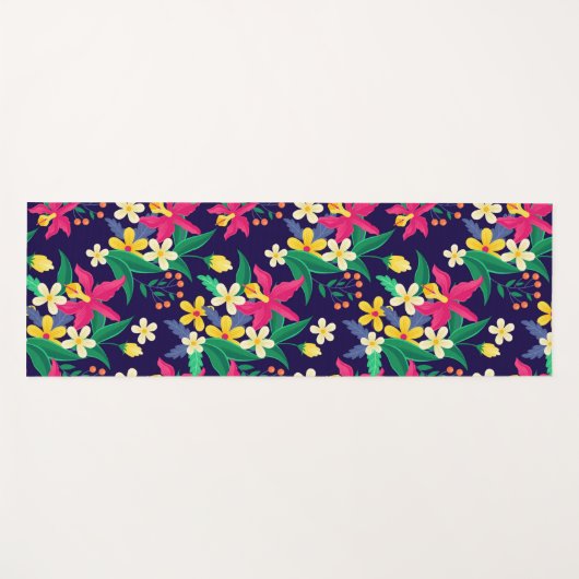 Kleurrijk Exotisch Bloempatroon-23021 Yogamat (Voorkant (horizontaal))