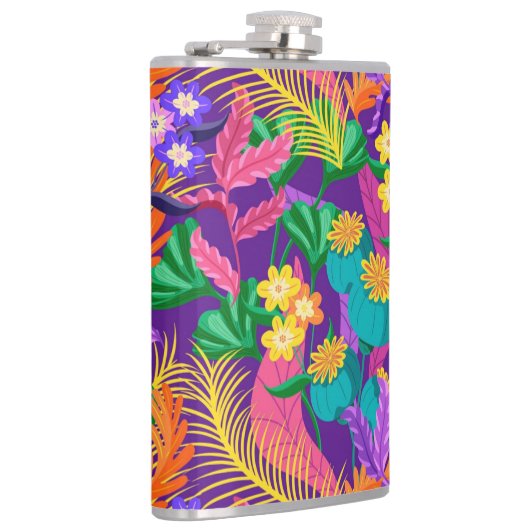 Kleurrijk Exotisch Bloempatroon-23148 Heupfles (Rechts)