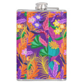 Kleurrijk Exotisch Bloempatroon-23148 Heupfles (Achterkant)