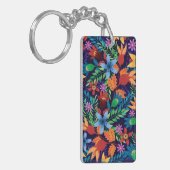Kleurrijk Exotisch Bloempatroon-32436 Sleutelhanger (Voorkant Links)