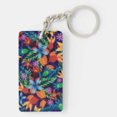 Kleurrijk Exotisch Bloempatroon-32436 Sleutelhanger (achterkant)